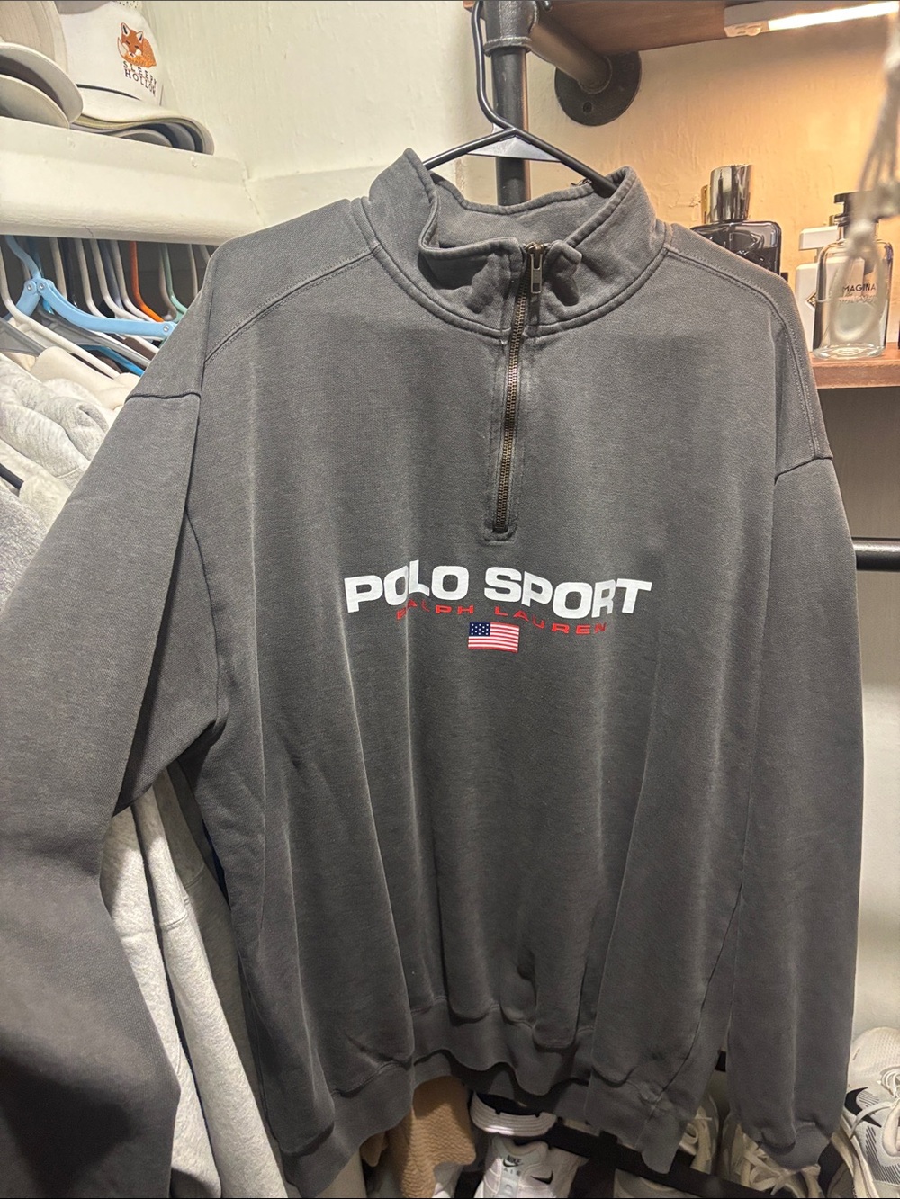 Ralph Lauren Polo Sport Charcoal Half-Zip Sweatshirt with Logo